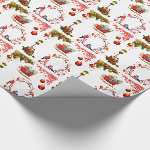 Santa and Red Sleigh Glossy Wrapping Paper