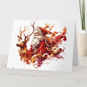 Santa and reindeer card
