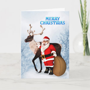 Santa and reindeer Christmas card for customers