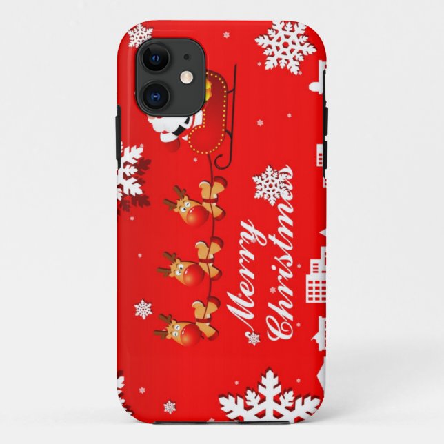Santa and Reindeer Christmas Case-Mate iPhone Case (Back)