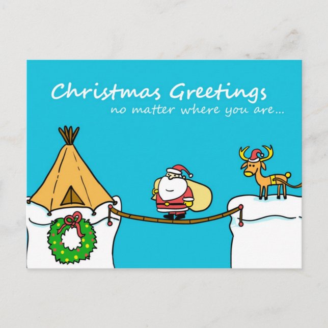Santa and Reindeer Christmas Greeting Postcard (Front)
