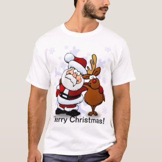 Santa And Reindeer Christmas T-Shirt