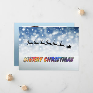 Santa and Reindeer fly through snow - Personalise Announcement