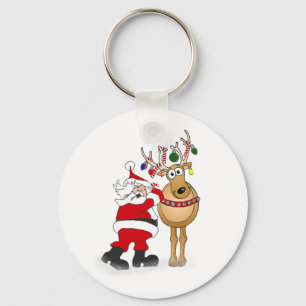 Santa and reindeer friend! key ring