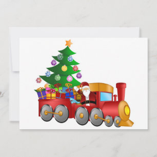 Santa and Reindeer in Red Train with Gifts Card
