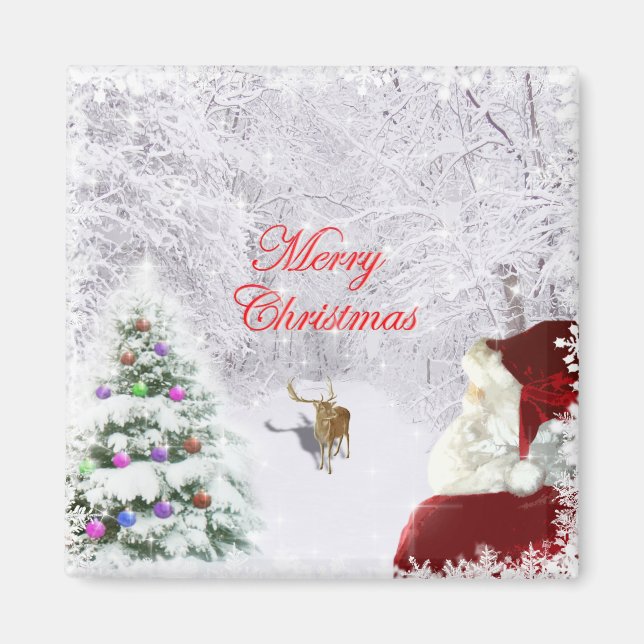 Santa and Reindeer Magnet (Front)
