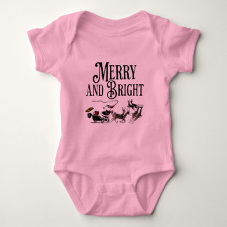 Santa and Reindeer Merry and Bright Baby Bodysuit/ Bodysuit