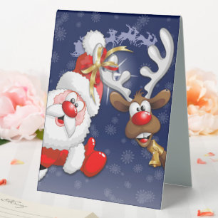 Santa and Reindeer Merry Christmass Happy Cartoon