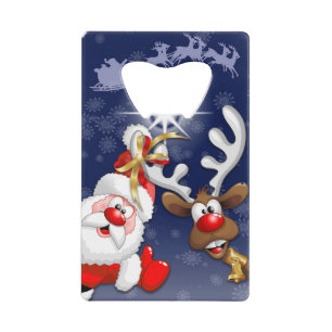 Santa and Reindeer Merry Christmass Happy Cartoon