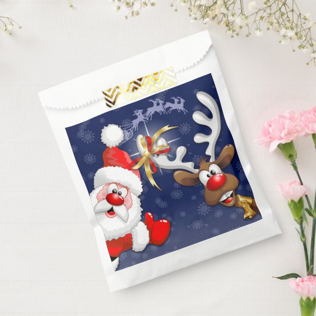 Santa and Reindeer Merry Christmass Happy Cartoon Favour Bag (Sealed)