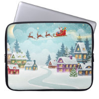 Santa and Reindeer on Christmas Background. Winter