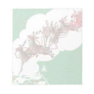 Santa and Reindeer on Christmas Eve Notepad