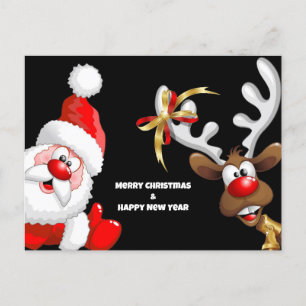 Santa and reindeer postcard