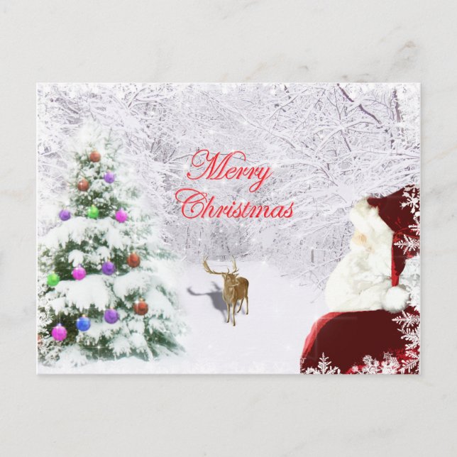 Santa and Reindeer Postcard (Front)