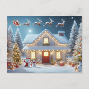 Santa and Reindeer Postcard