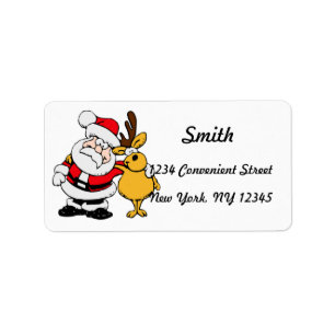 Santa and Reindeer Return Address Label