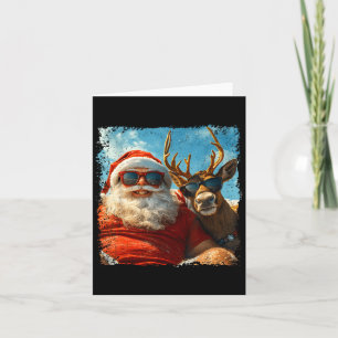 Santa And Reindeer Selfie Funny Christmas Vacation Card