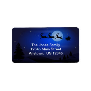 SANTA AND REINDEER SILHOUETTE CUSTOM LABEL