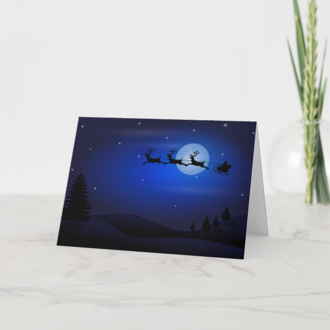 SANTA AND REINDEER SILHOUETTE HOLIDAY CARD (Front)