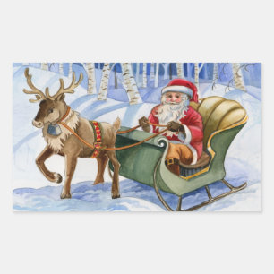 Santa and Reindeer Sleigh Stickers