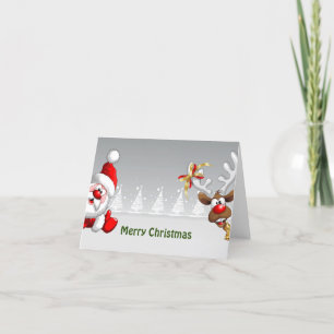 Santa and Reindeer Thank You Card