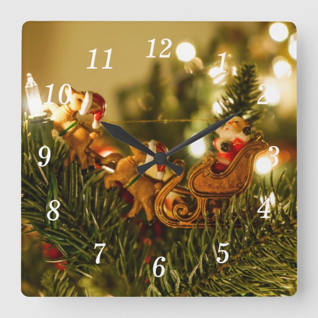 Santa And Reindeer Wall Clock (Front)