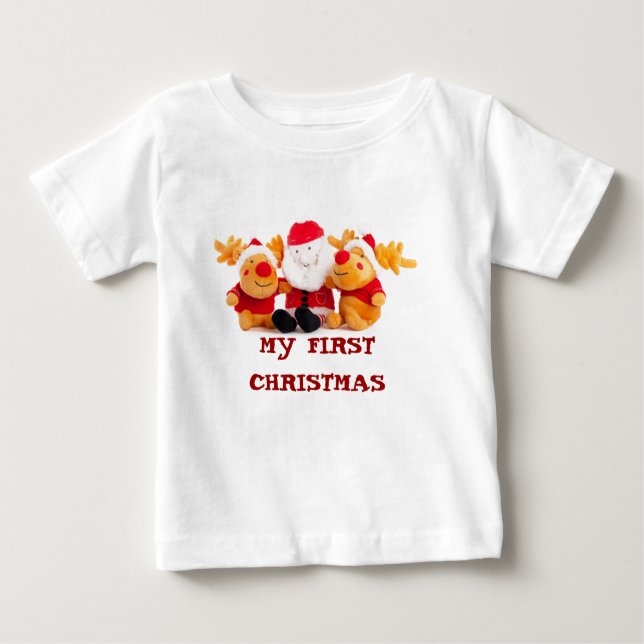 Santa And Reindeers Baby T-Shirt (Front)