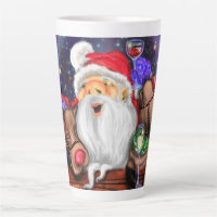 Santa and Reindeers Funny Christmas Latte Mug