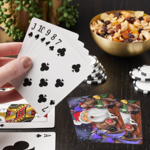 Santa and Reindeers Funny Christmas Playing Cards