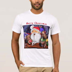 Santa and Reindeers Funny Christmas T-Shirt