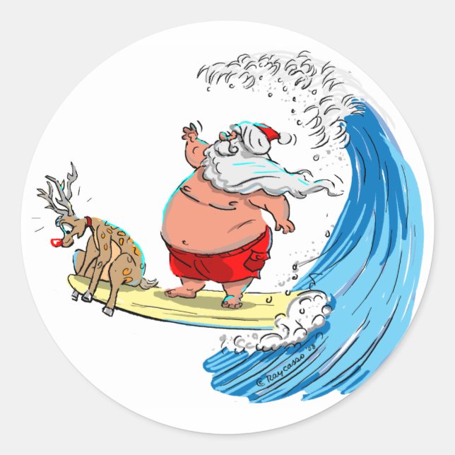 saNtA aNd RuDoLf Classic Round Sticker (Front)
