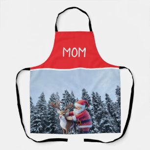 Santa and Rudolf Mom Chef All-Over Print Apron