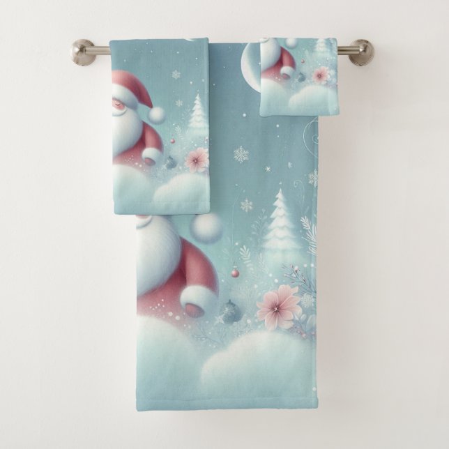 Santa and Rudolph  Bath Towel Set (Insitu)