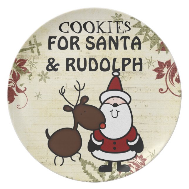 santa and rudolph cookie plate (Front)