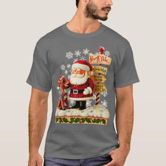 Santa and Rudolph Folk Art Style T-Shirt