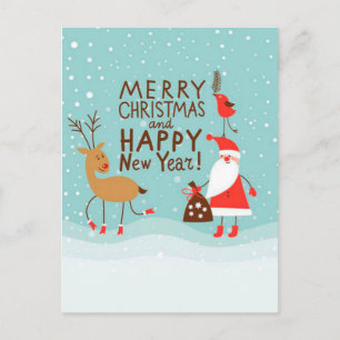 Santa and Rudolph Holiday Postcard