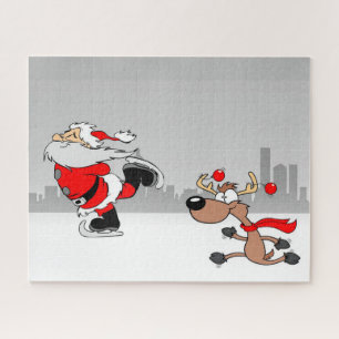 Santa and Rudolph Skating Jigsaw Puzzle