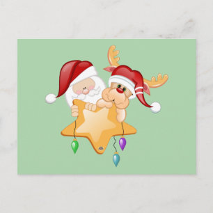 Santa and Rudy Star Holiday Postcard