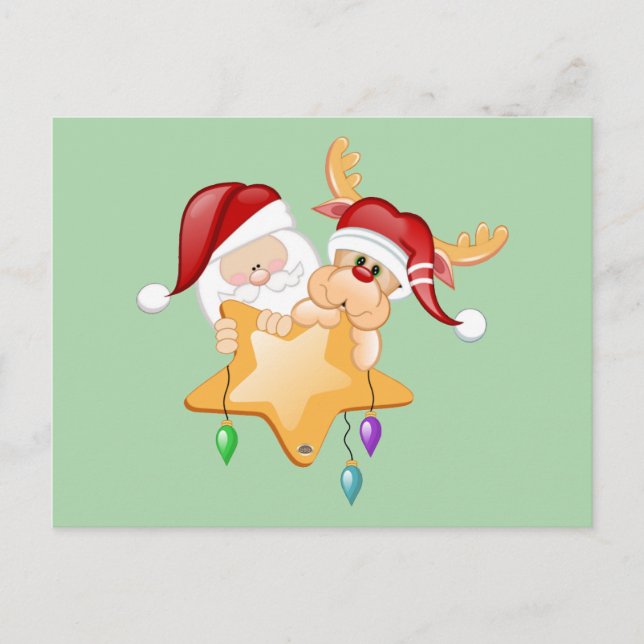 Santa and Rudy Star Holiday Postcard (Front)