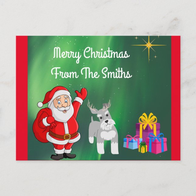 SANTA AND SCHNAUZER CUSTOM CHRISTMAS Postcard (Front)