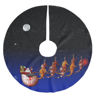 Santa and Seahorse Sleigh Brushed Polyester Tree Skirt