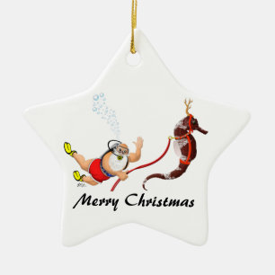 Santa and Seahorse Star Ornament