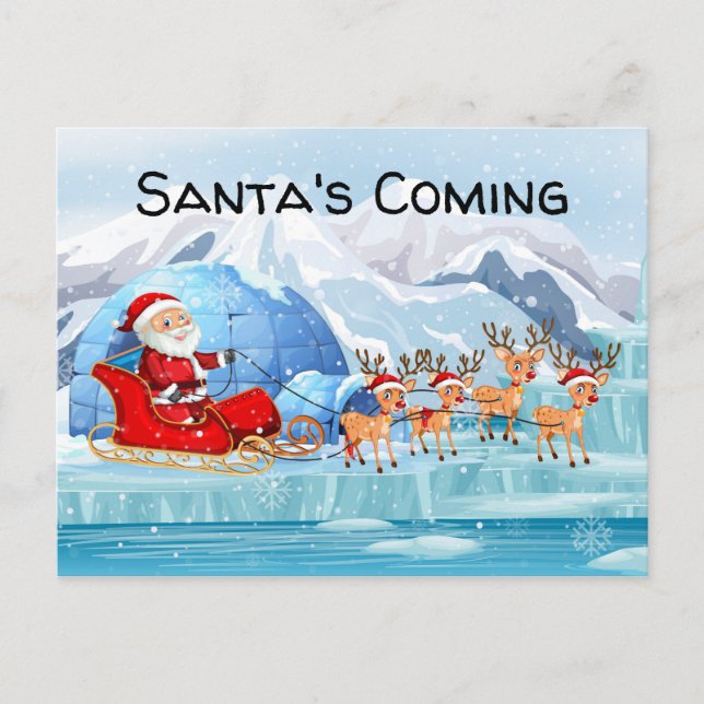 Santa and Sleigh Postcard (Front)