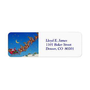 Santa and Sleigh Return Address Label