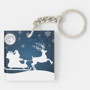 Santa and sleigh with reindeer key ring
