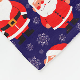 Santa And Snowflakes Navy Blue Kids Name Fleece Blanket