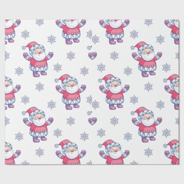 Santa And Snowflakes Wrapping Paper (Seam)