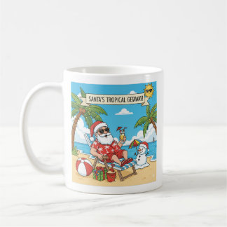 Santa and Snowman at the Beach Coffee Mug