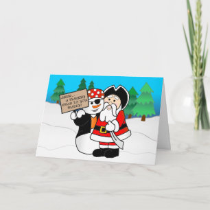 Santa and snowman holiday card