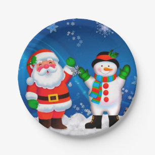 Santa and Snowman Paper Plate